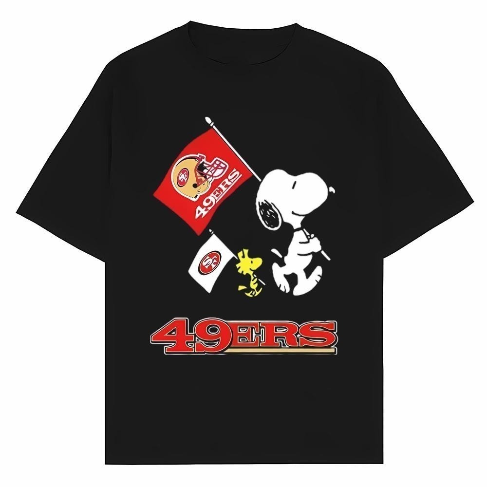 The Peanuts Snoopy And Woodstock San Francisco 49Ers Football Flag Shirt